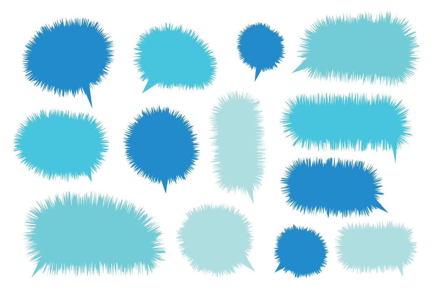 uppsättning blå Tal bubblor på vit bakgrund. chatt låda eller chatt fyrkant och klotter meddelande eller kommunikation ikon moln tala för serier och minimal meddelande dialog vektor