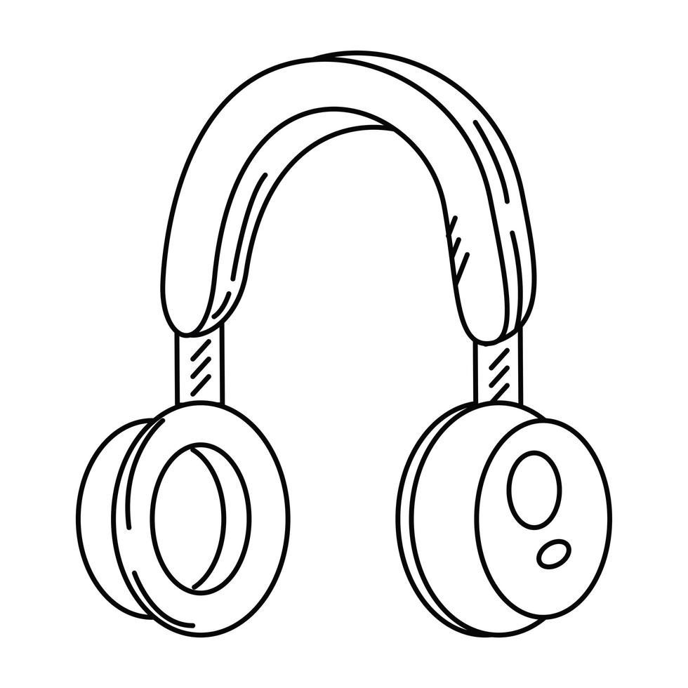 Musik-Headset-Doodle vektor