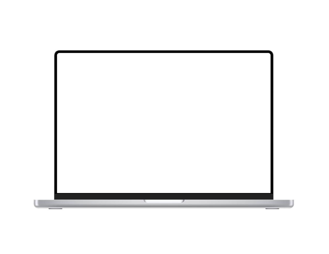 modern tunn ram laptop med tom skärm. vektor 3d mockup isolerad på vitt