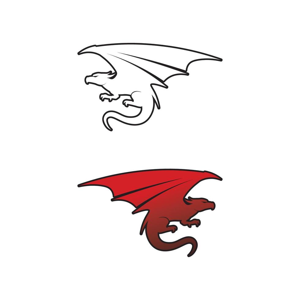 Drachen Vektor Icon Illustration Logo Design Set Tier Fantasie