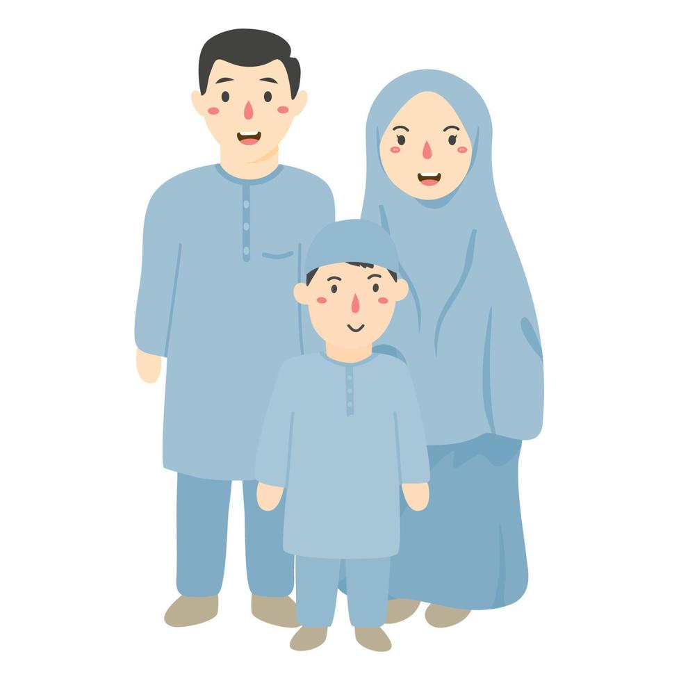glückliche muslimische Familie mit ihren Kindern vektor