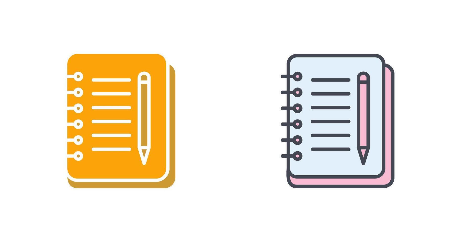 anteckningsbok och penna ikon design vektor