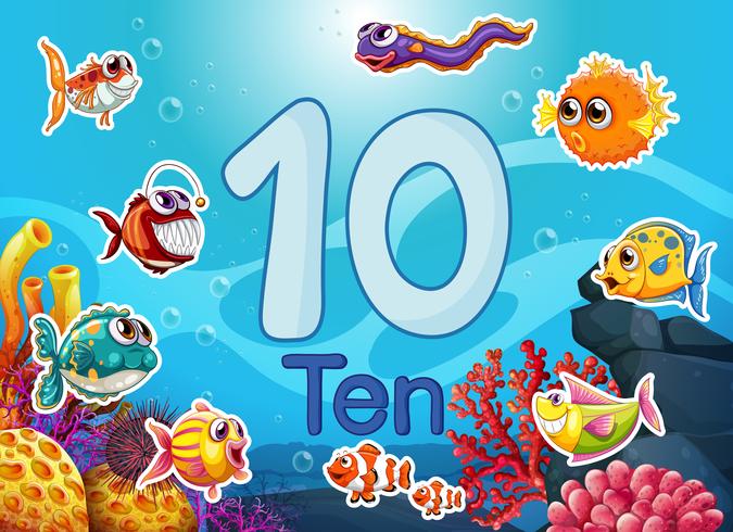 Zehn verschiedene Unterwasserfische vektor
