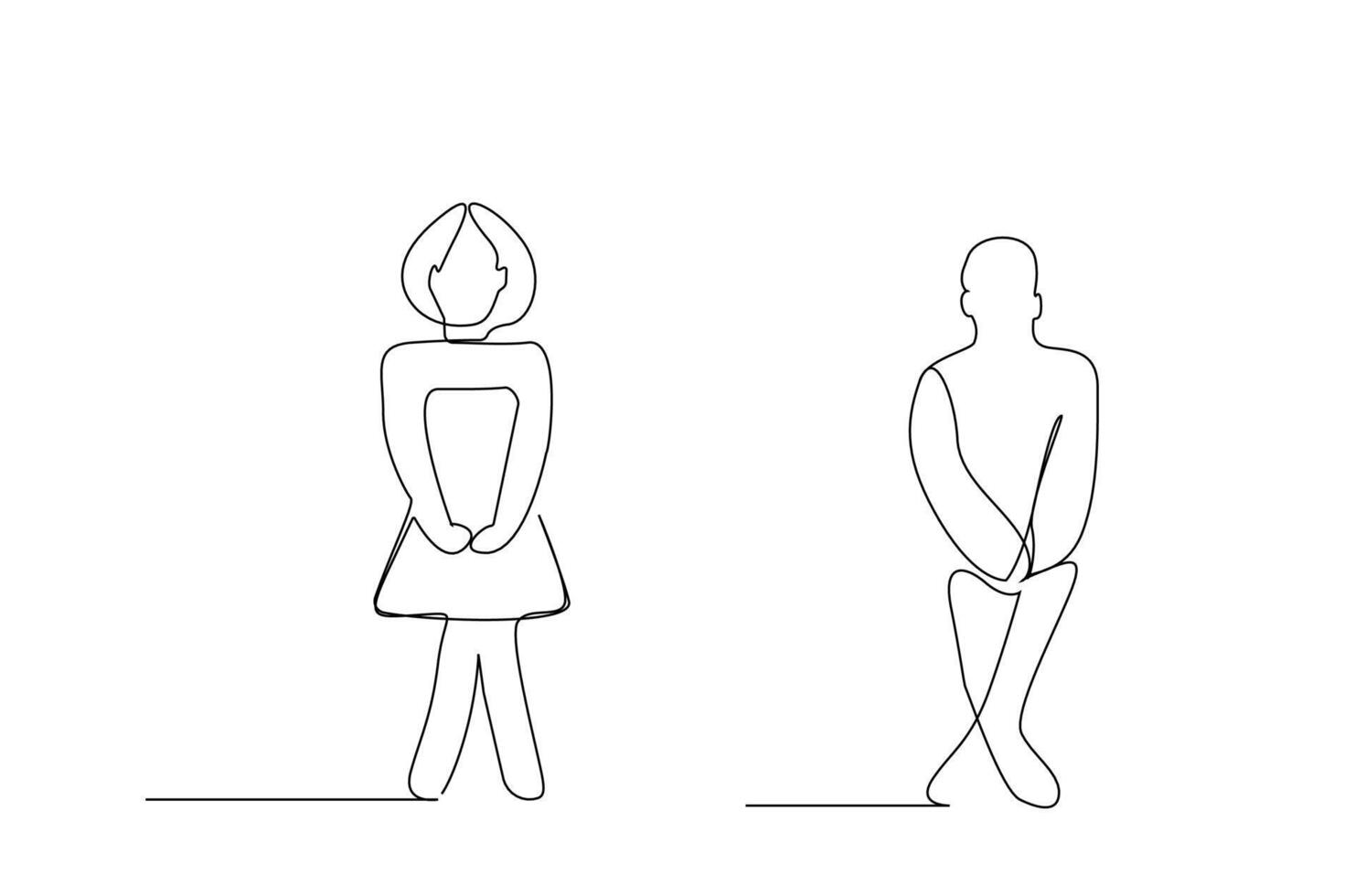 kvinna man toalett toalett tecken information ikoner linje konst design vektor