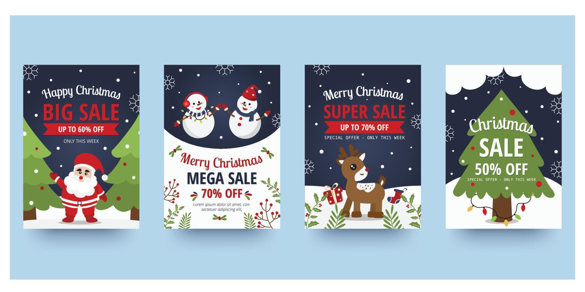 Weihnachtssle-Flyer und Plakatdesign mit Verkaufsförderungstext und buntem Weihnachtselement. Vektor-Illustration. vektor