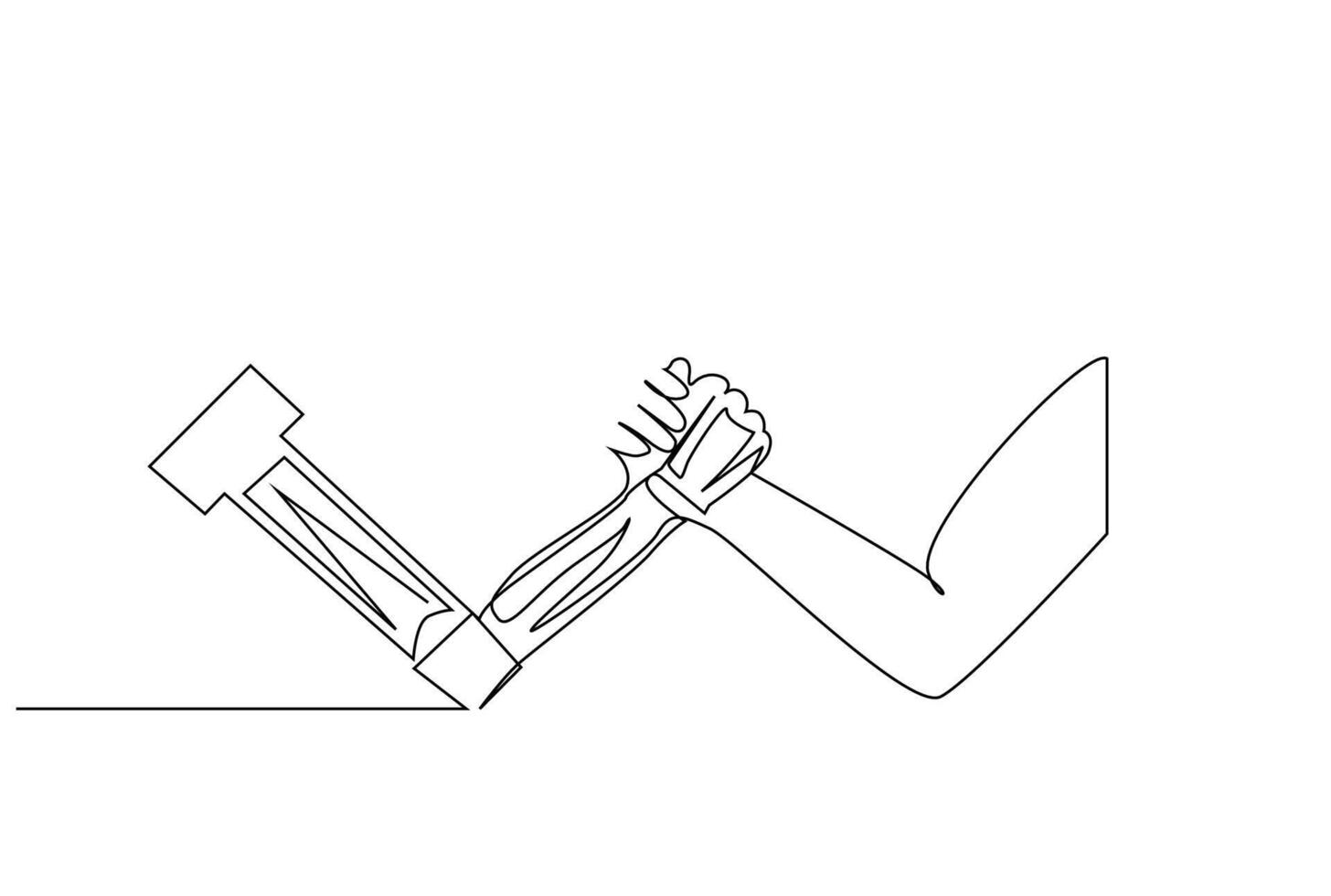 robot ärm mänsklig ärm brottning teknologi utveckling ett linje konst design vektor