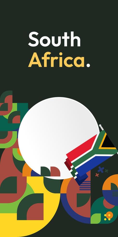 Süd Afrika National Unabhängigkeit Tag Stand Banner. modern geometrisch abstrakt Hintergrund im bunt Stil zum Süd Afrika Tag. Süd afrikanisch Unabhängigkeit Gruß Karte Startseite mit Land Flagge. vektor