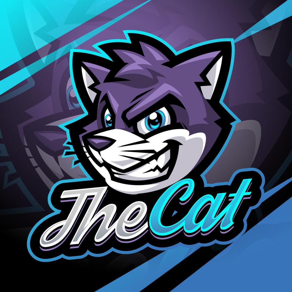 das Katze Kopf Esport Maskottchen Logo Design vektor