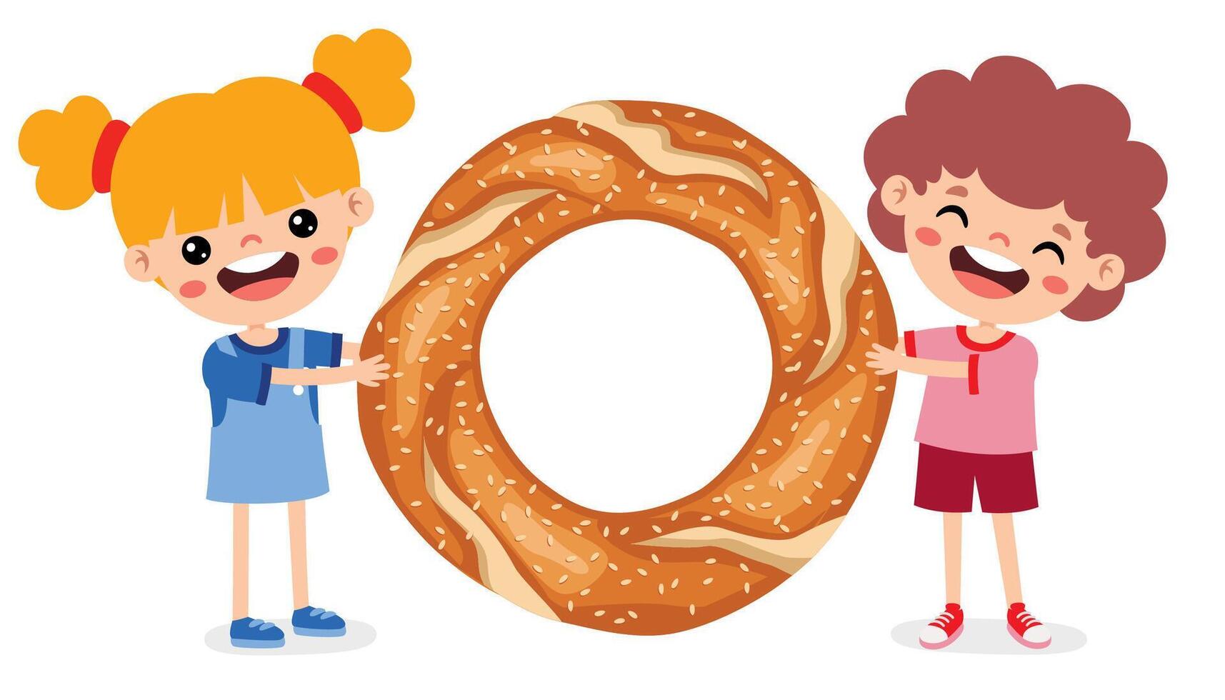 Karikatur Kinder mit Türkisch Bagel vektor