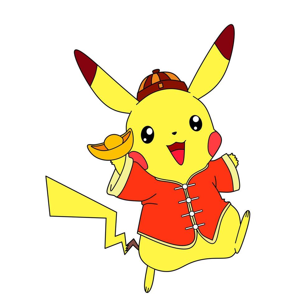 pokemon karaktär pikachu tecknad serie kinesisk skjorta vektor