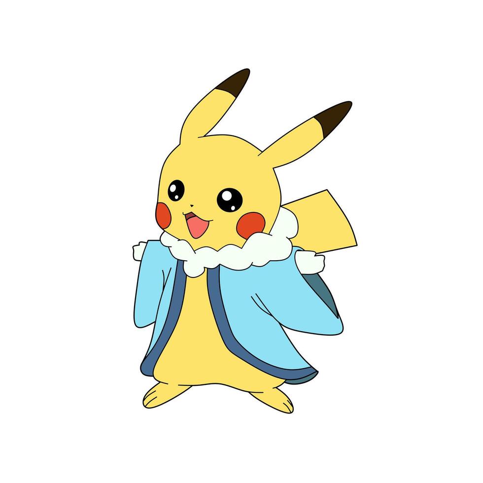 pokemon karaktär pikachu bär blå jacka vektor