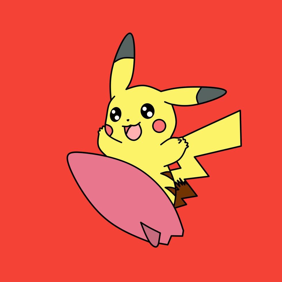 Pokémon Charakter pikachu Karikatur Surfen vektor