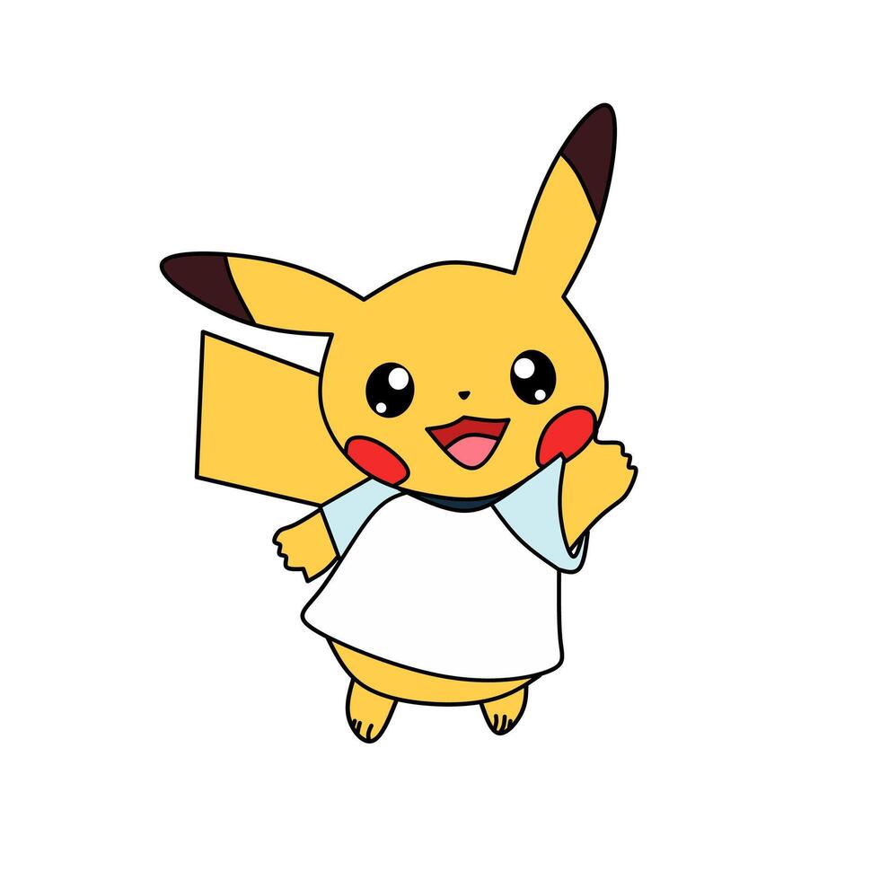 pokemon karaktär pikachu leende med skjorta vektor