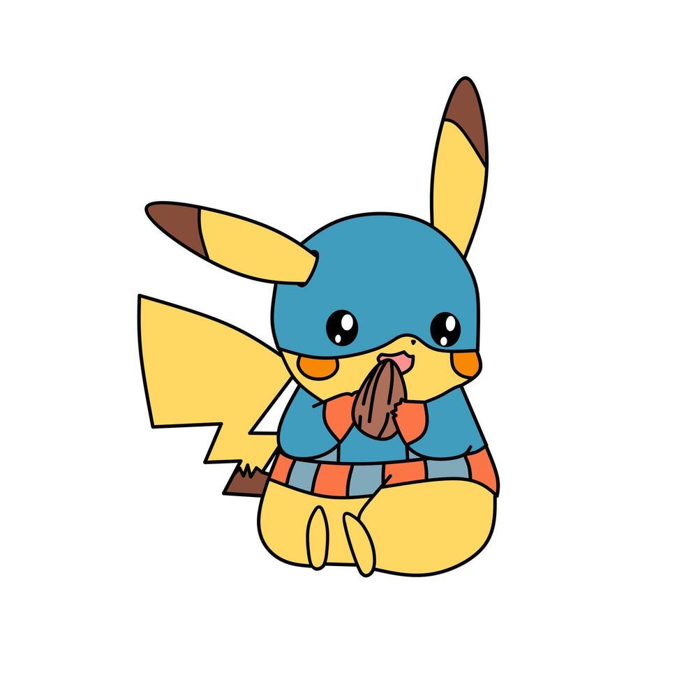 pokemon karaktär pikachu kapten Amerika kostym vektor