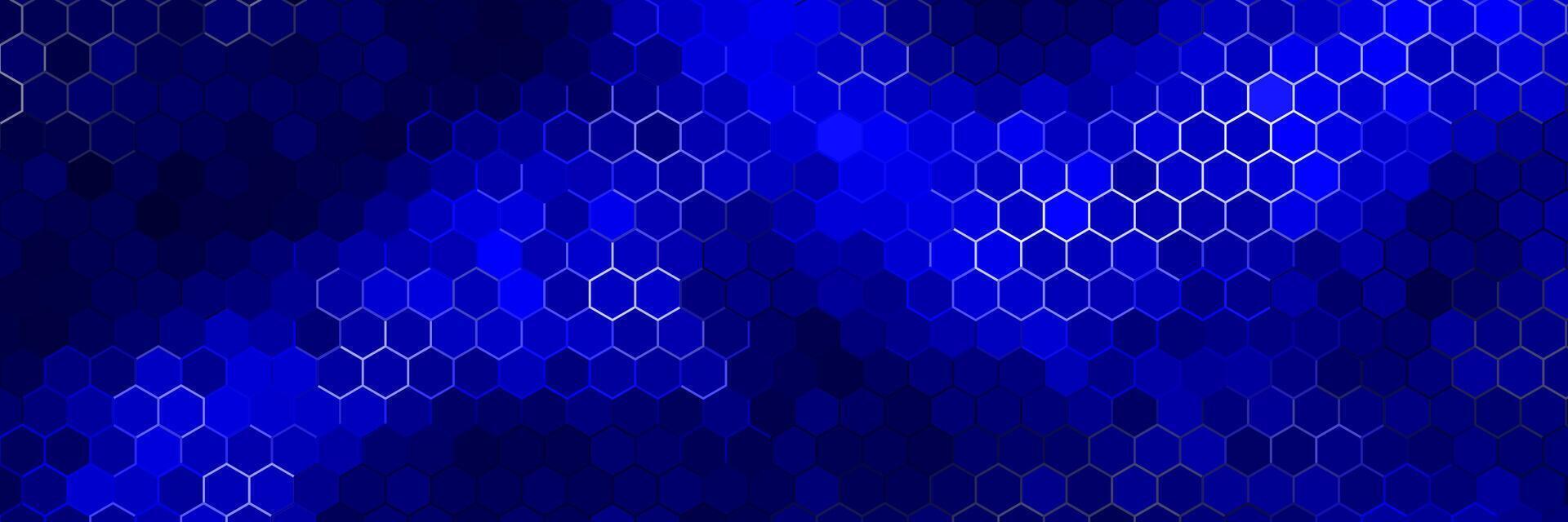 mörk blå trogen teknologi bakgrund med färgrik hex mönster vektor