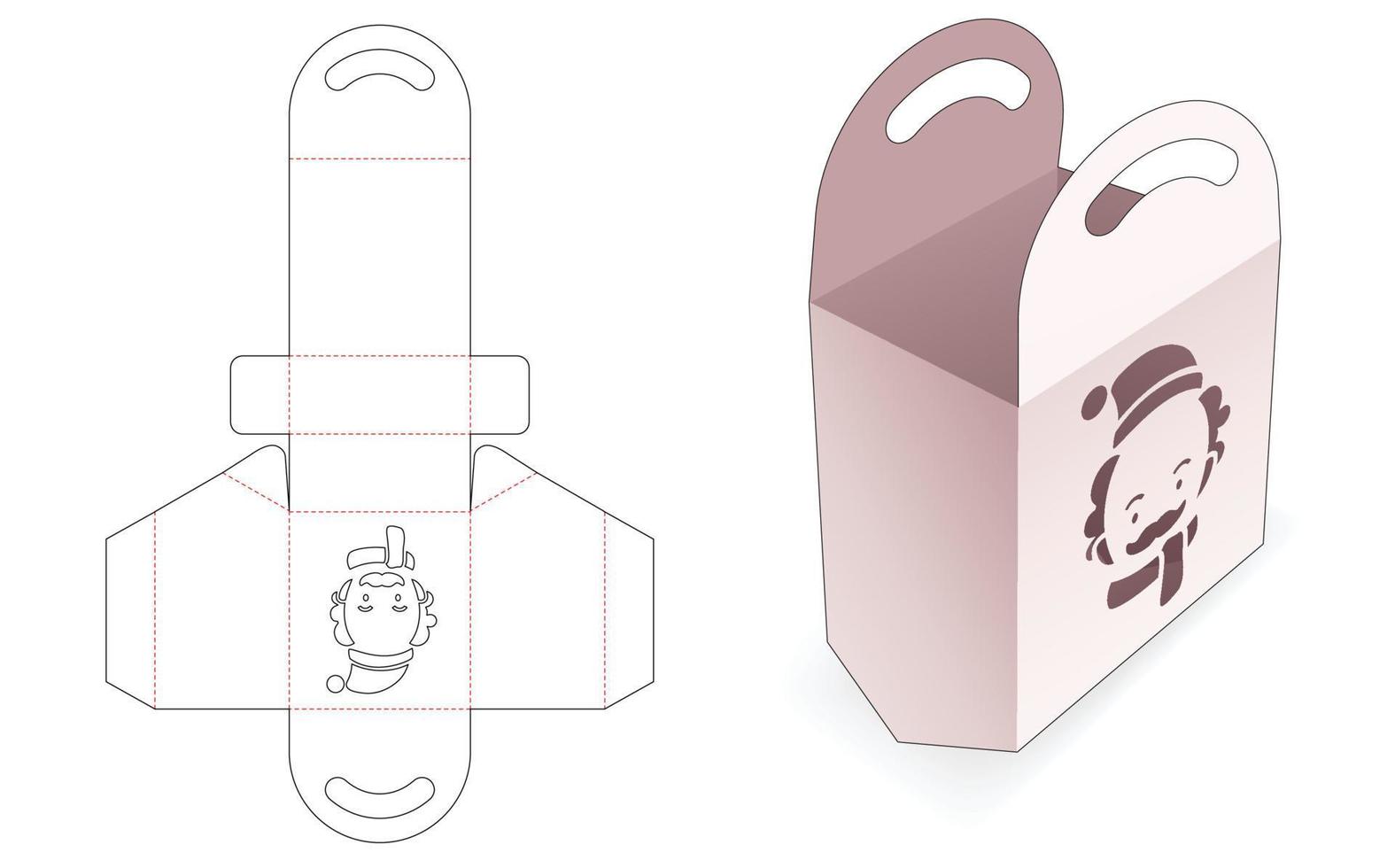 Papptüte mit Schablonen-Weihnachtsmann-Stanzschablone vektor