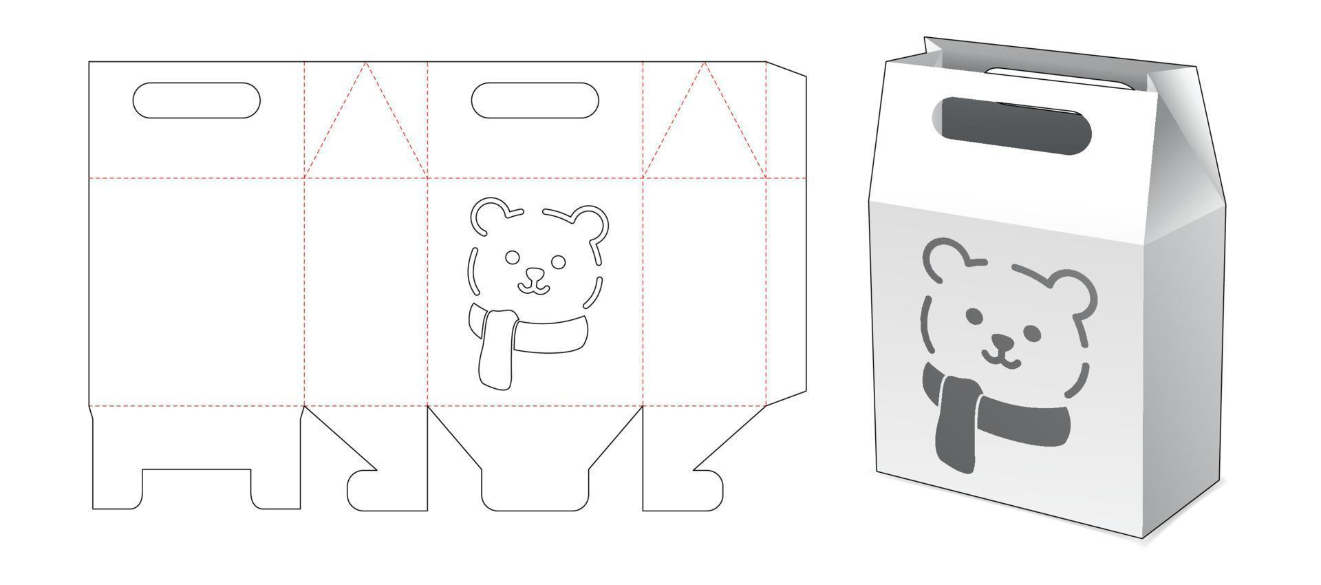 Papptüte mit schablonierter Weihnachtsbär Stanzschablone vektor