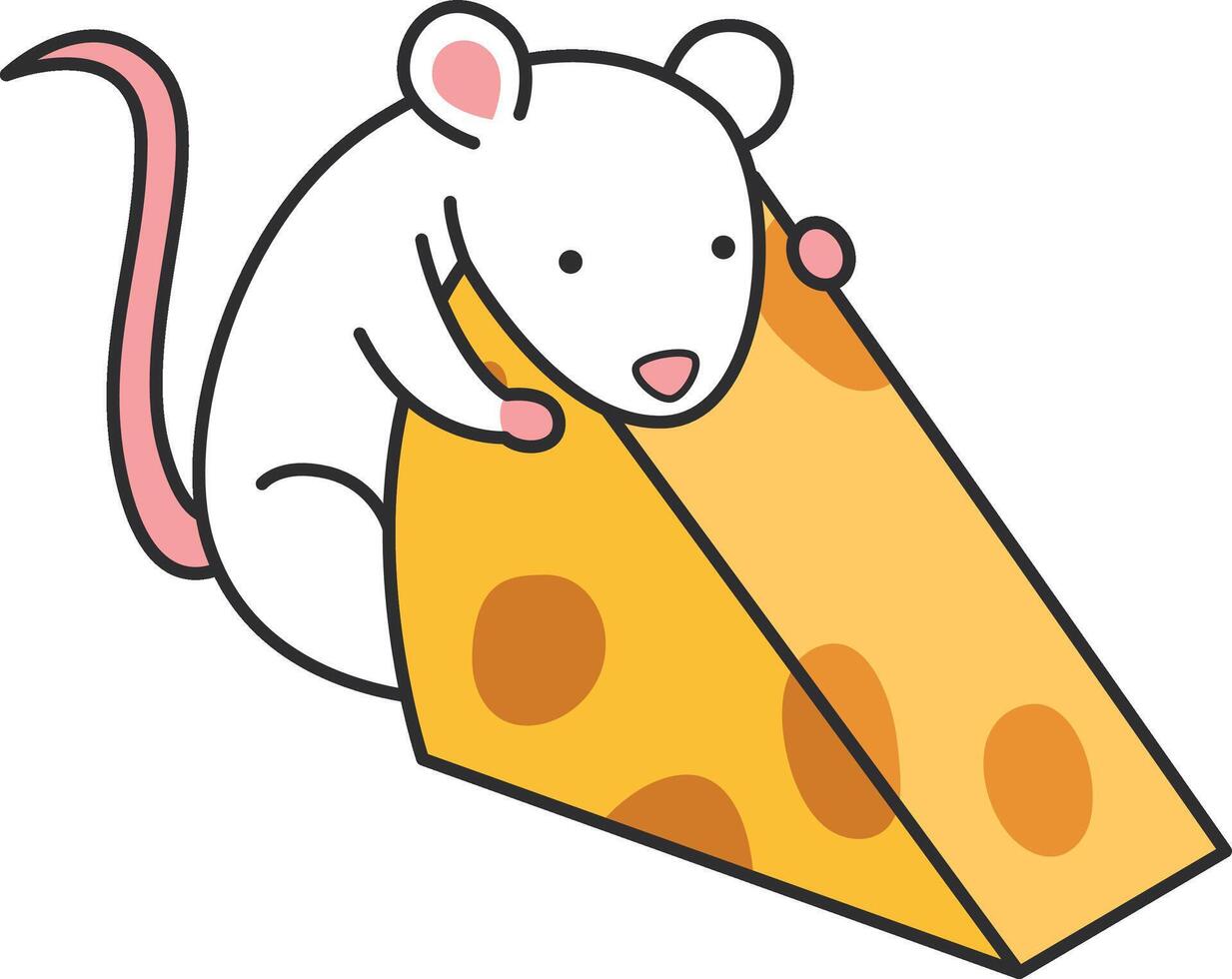 söt tecknad serie mus med ost illustration vektor