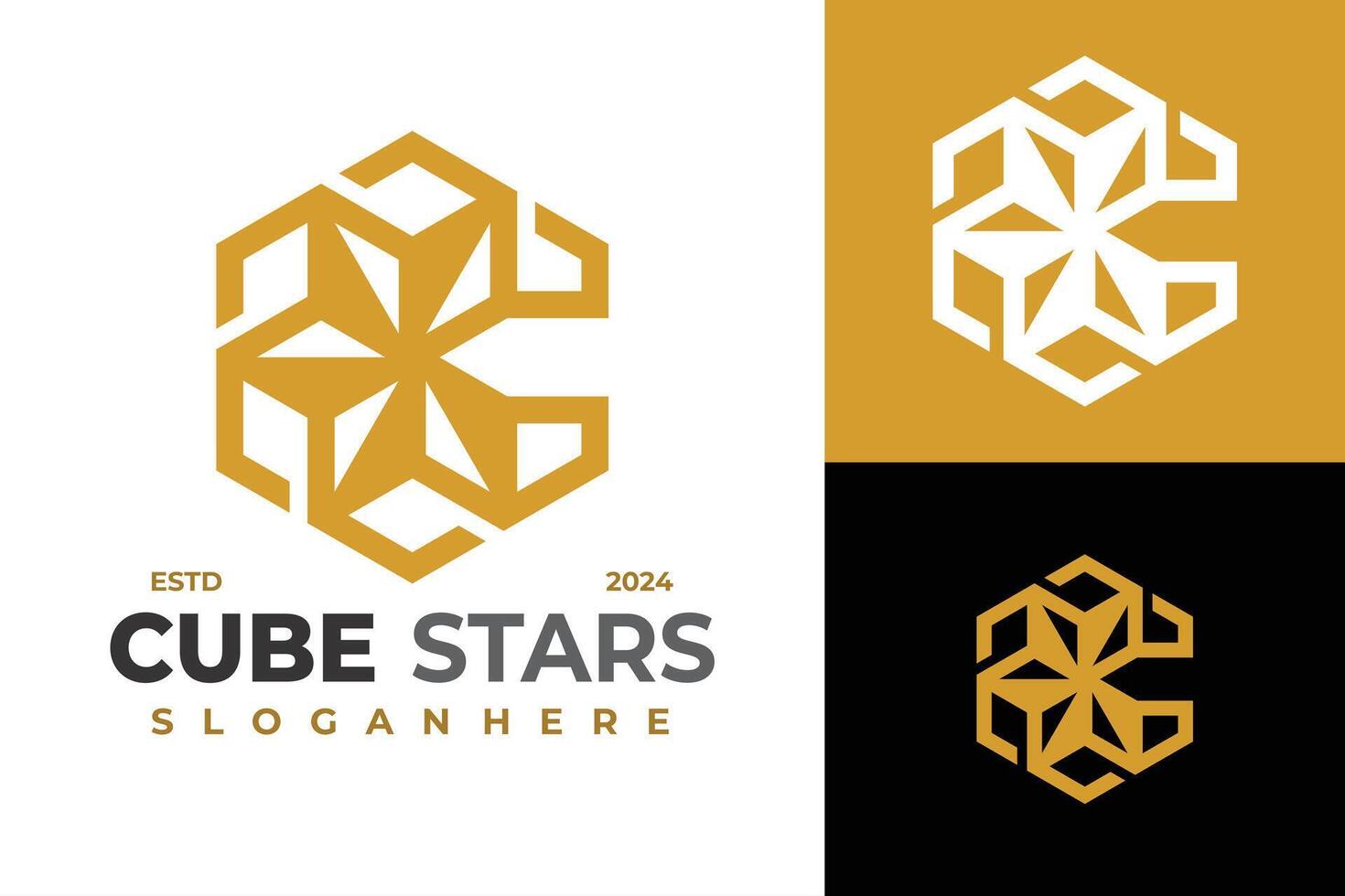 brev c kub stjärnor logotyp design symbol ikon illustration vektor
