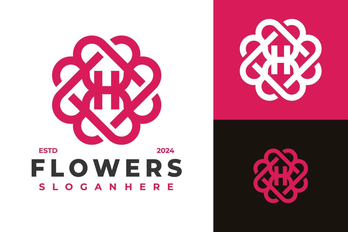 brev h blommor logotyp design symbol ikon illustration vektor