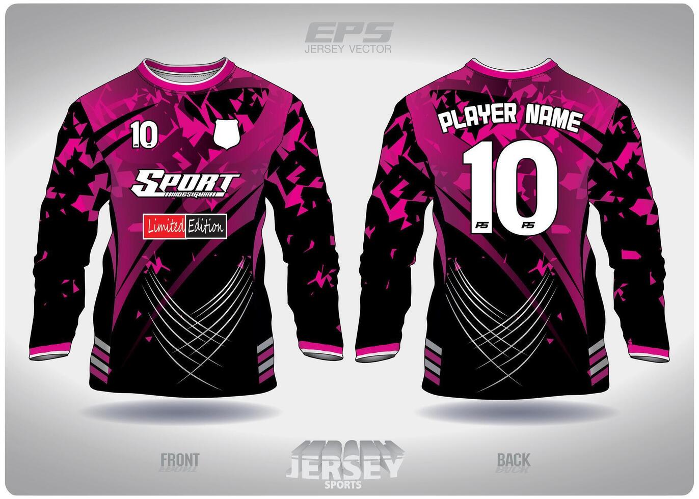 eps Jersey Sport Hemd .Schwarz Rosa Ninja Muster Design, Illustration, Textil- Hintergrund zum runden Hals Sport Hemd lange Ärmel vektor