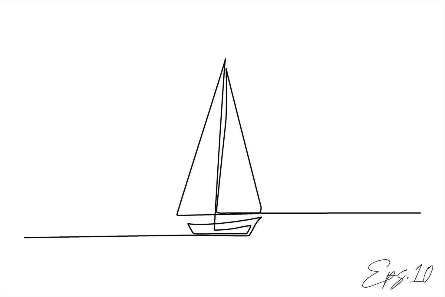 kontinuierlich Linie Kunst Zeichnung von Segelboot vektor