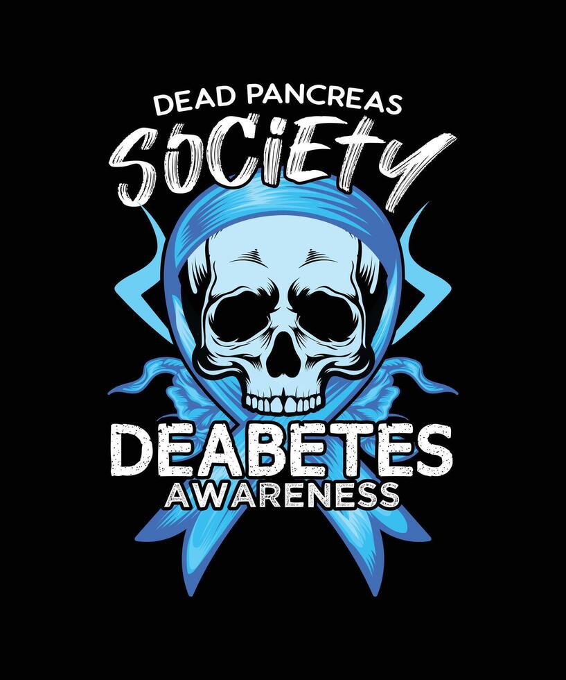 tot Pankreas Gesellschaft Diabetiker Bewusstsein T-Shirt Design. vektor