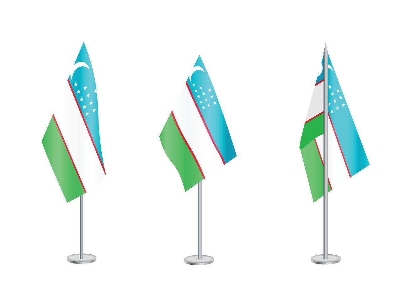 Flagge von Usbekistan mit Silber Stangensatz von Usbekistans National Flagge vektor