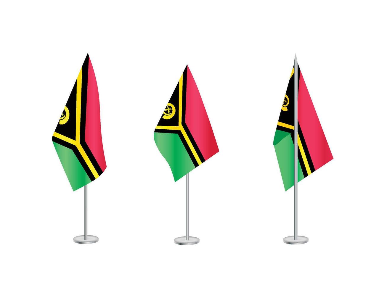 flagga av vanuatu med silver- stolpe.set av vanuatus nationell flagga vektor