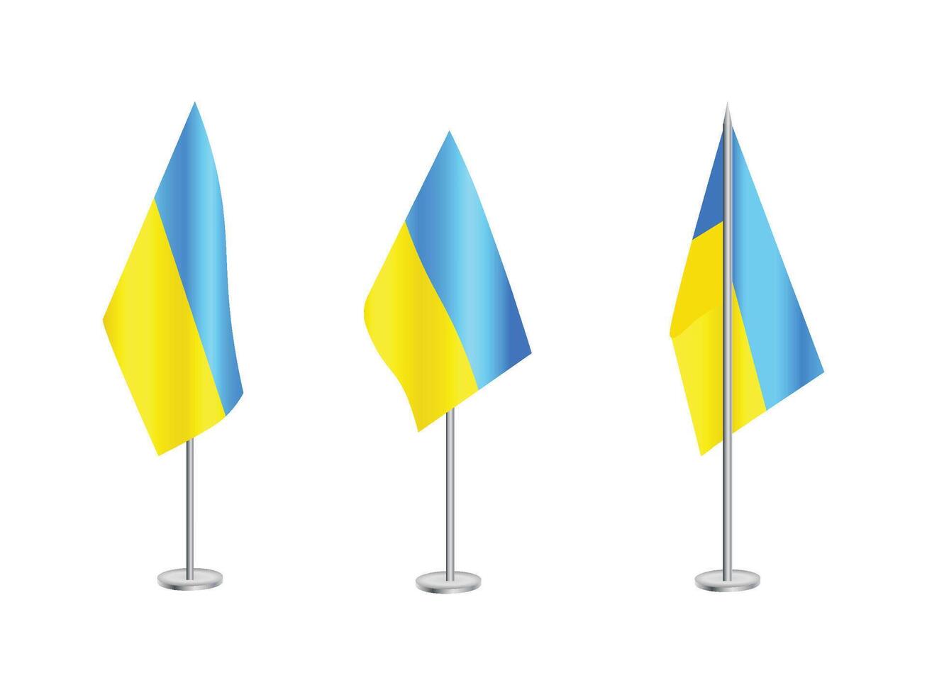 flagga av ukraina med silver- stolpe.set av ukrainska nationell flagga vektor