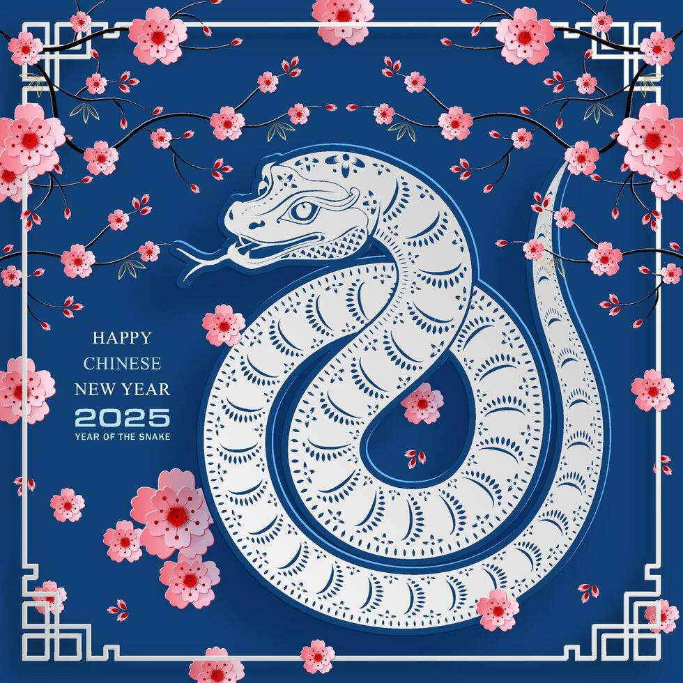 glücklich Chinesisch Neu Jahr 2025 Tierkreis Zeichen Jahr von das Schlange vektor