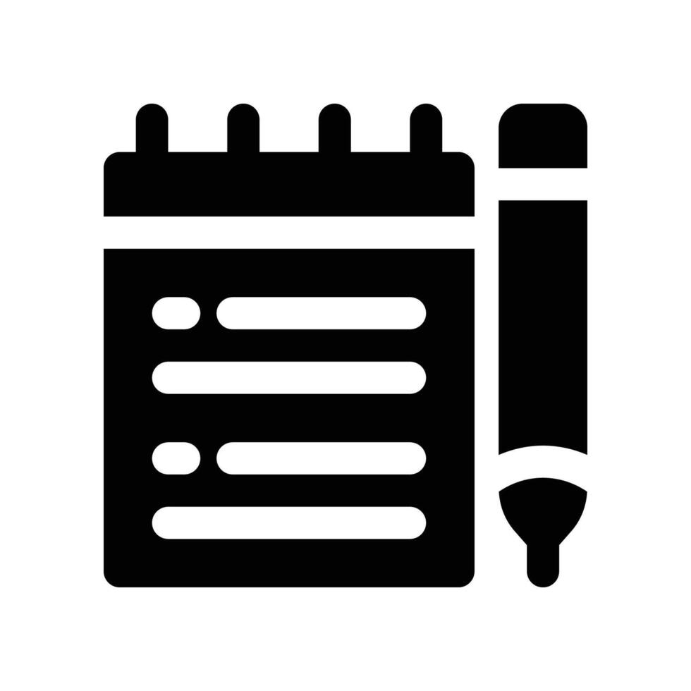 Notizbuch Symbol. Glyphe Symbol zum Ihre Webseite, Handy, Mobiltelefon, Präsentation, und Logo Design. vektor