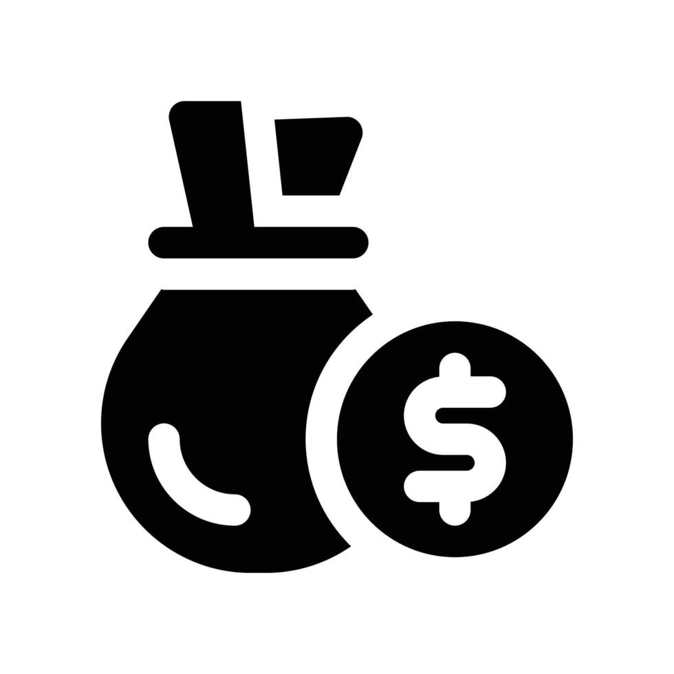 Geld Tasche Symbol. Glyphe Symbol zum Ihre Webseite, Handy, Mobiltelefon, Präsentation, und Logo Design. vektor