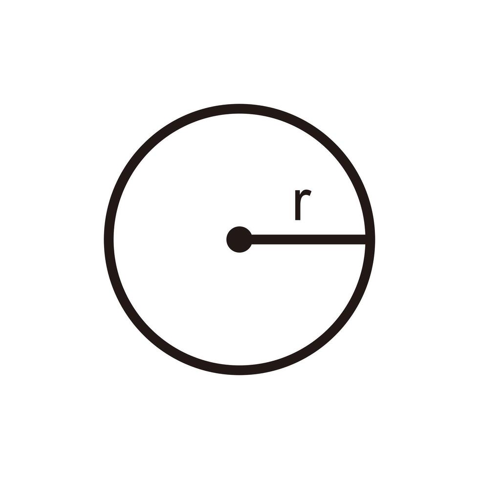 Kreis mit Radius und Center von Kreis. Mathematik Problem Illustration Design Element. Basic Grafik Elemente Ressource vektor