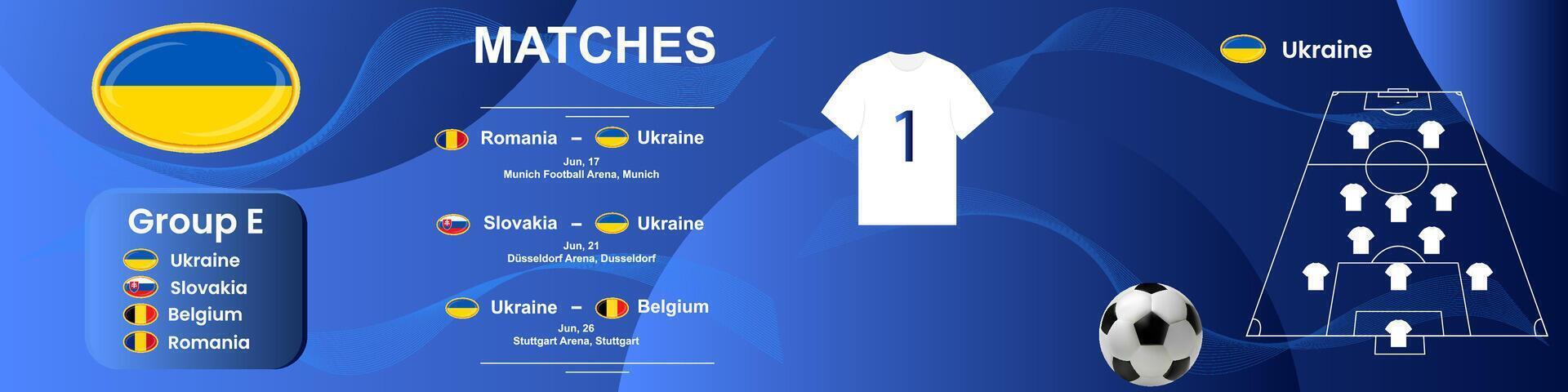 Information Banner von das ukrainisch National Fußball Mannschaft mit das Spiel Zeitplan. nahtlos Karussell zum instagram. vektor