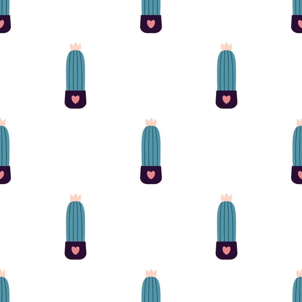 söt kaktusar i boho stil. kaktus sömlös mönster. trendig boho textur. kaktusar tyg skriva ut design. saftig textil. platt design, klotter stil, vit bakgrund vektor