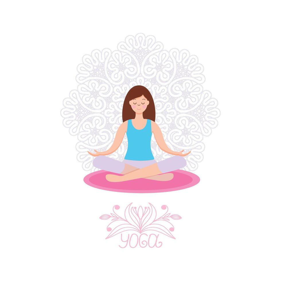 tolle Karikatur Mädchen im Yoga Lotus Pose. üben Yoga. vektor