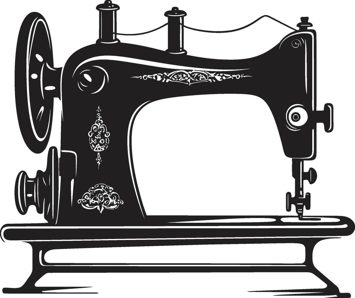 handarbete noir svart ic sömnad maskin i sömmerska herravälde elegant av svart sömnad maskin vektor