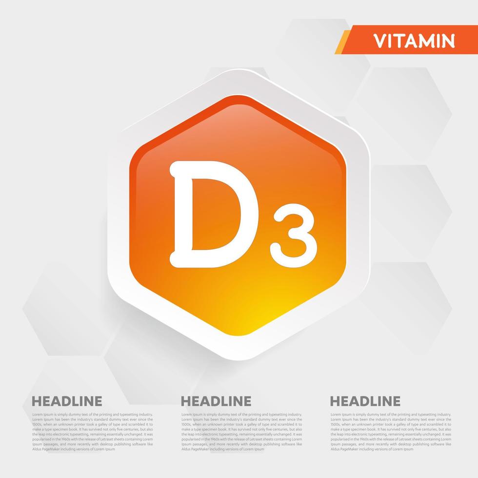 Vitamin D3 Icon Drop Collection Set, Cholecalciferol. goldener Tropfen Vitaminkomplex Tropfen. medizinisch für Heidevektorillustration vektor