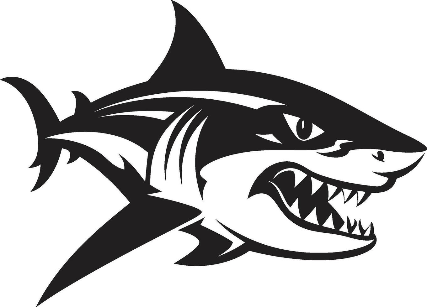räuberisch Majestät schwarz zum elegant Hai im ozeanisch Apex elegant zum schwarz Hai Emblem vektor
