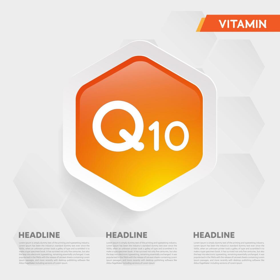 Vitamin Q10 Icon Drop Collection Set, Cholecalciferol. goldener Tropfen Vitaminkomplex Tropfen. medizinisch für Heidevektorillustration vektor