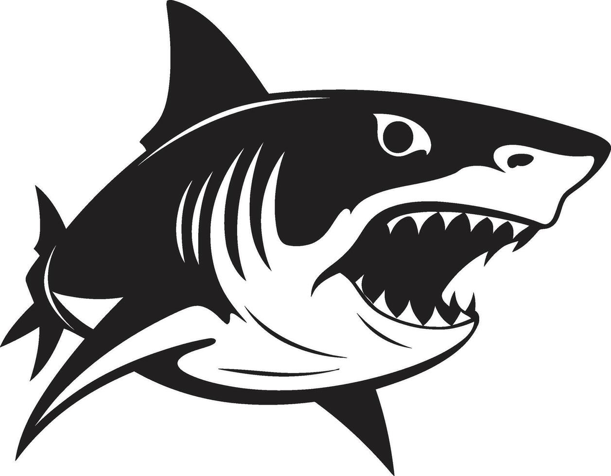 majestätisch Raubtier schwarz zum Hai Emblem heftig Flosse elegant Hai vektor