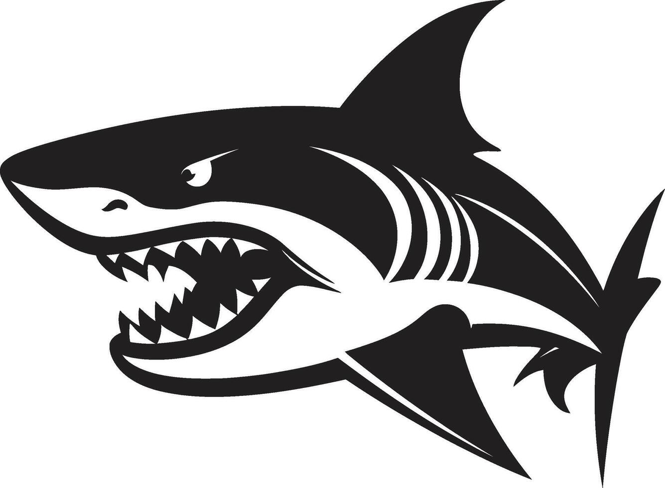 dynamisch Tiefe elegant schwarz Hai im ozeanisch Souveränität schwarz zum glatt Hai vektor