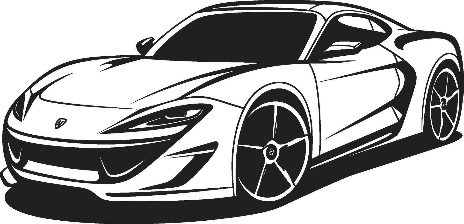 schnell Kunst elegant Sportwagen lineart im schwarz Geschwindigkeitslinien schwarz zum Sportwagen lineart vektor