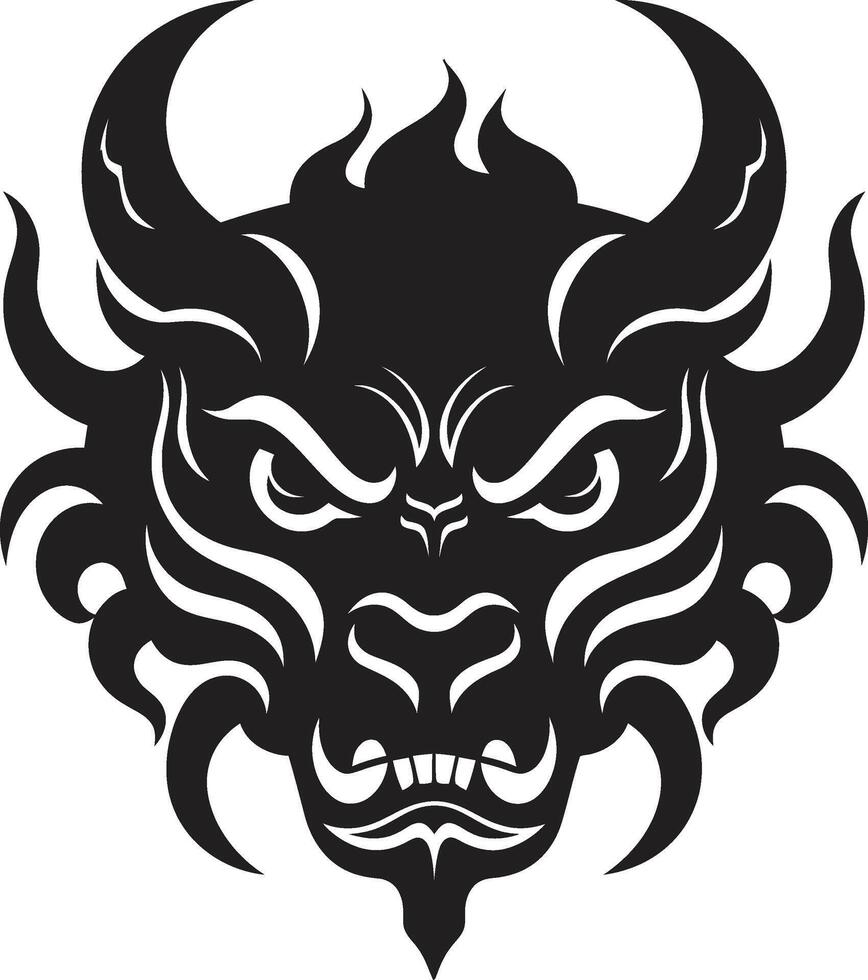 dunkel oni Maske Logo Kunst mit ein bedrohlich Twist japanisch Dämon Symbol glatt oni Kopf im schwarz vektor