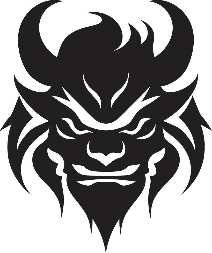 beschattet oni Grafik zeitgenössisch schwarz Illustration noir oni Logo elegant schwarz Symbol zum ein auffällig Marke Bild vektor