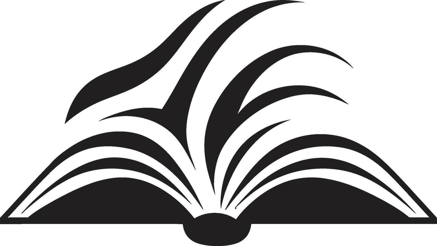 geöffnet Buch Eleganz stilvoll Logo zum literarisch Beschwerde Wissen enthüllt dunkel Symbol mit kompliziert Buch Design vektor