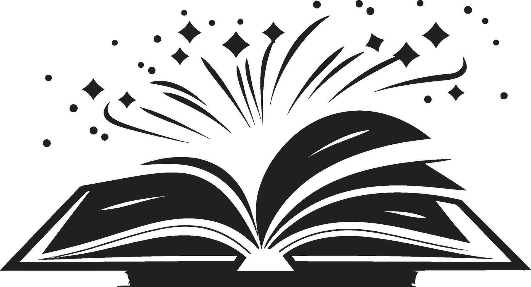 läsning erfarenhet emblem elegant svart ikon med öppen bok design samtida bok avslöjande mörk logotyp med bok illustration vektor