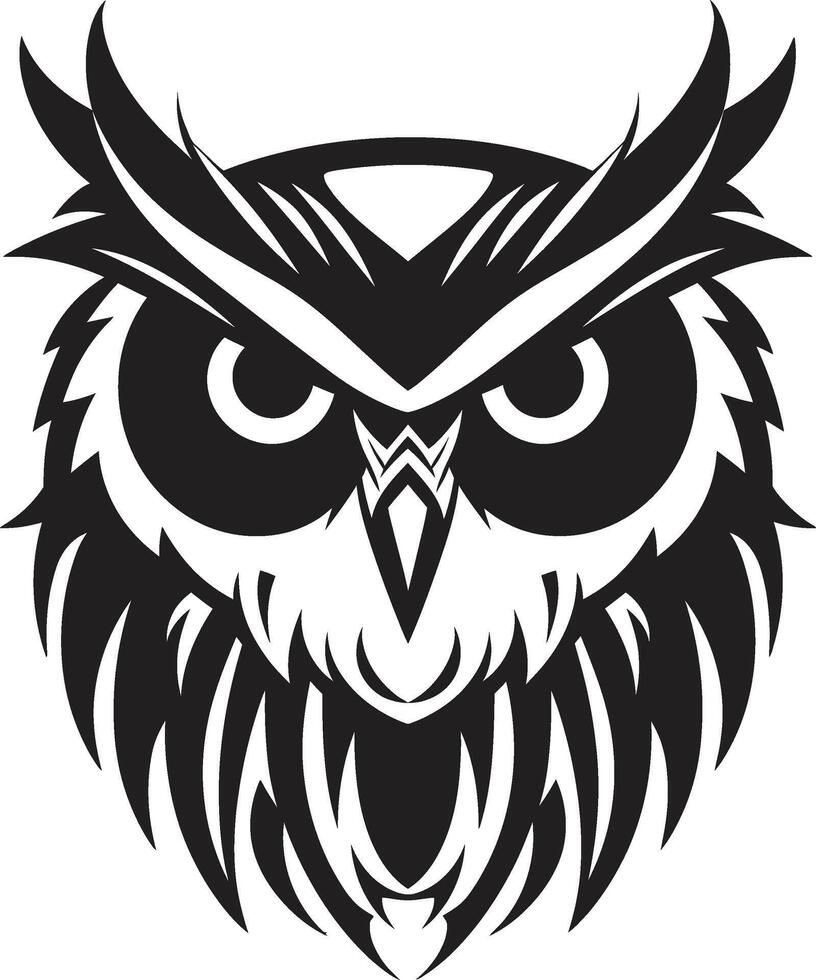 Nacht Vision stilvoll Kunst mit elegant Eule Emblem Adler Augen Einblick kompliziert schwarz Symbol Design zum modern branding vektor