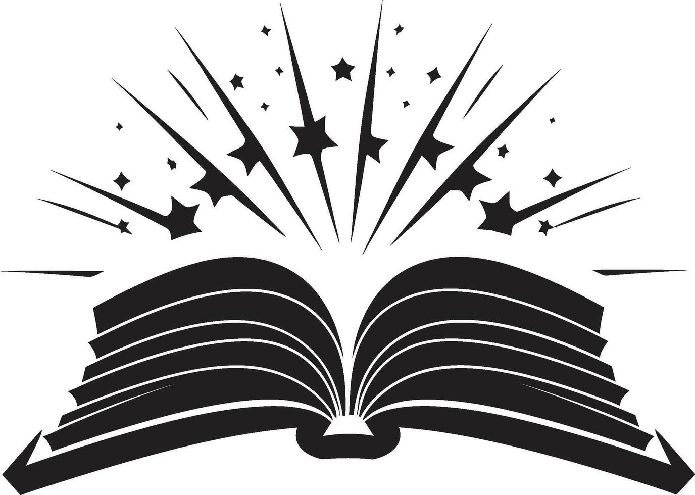 elegant läsning elegant svart ikon med öppen bok design modern litterär avslöjande invecklad noir logotyp med bok vektor